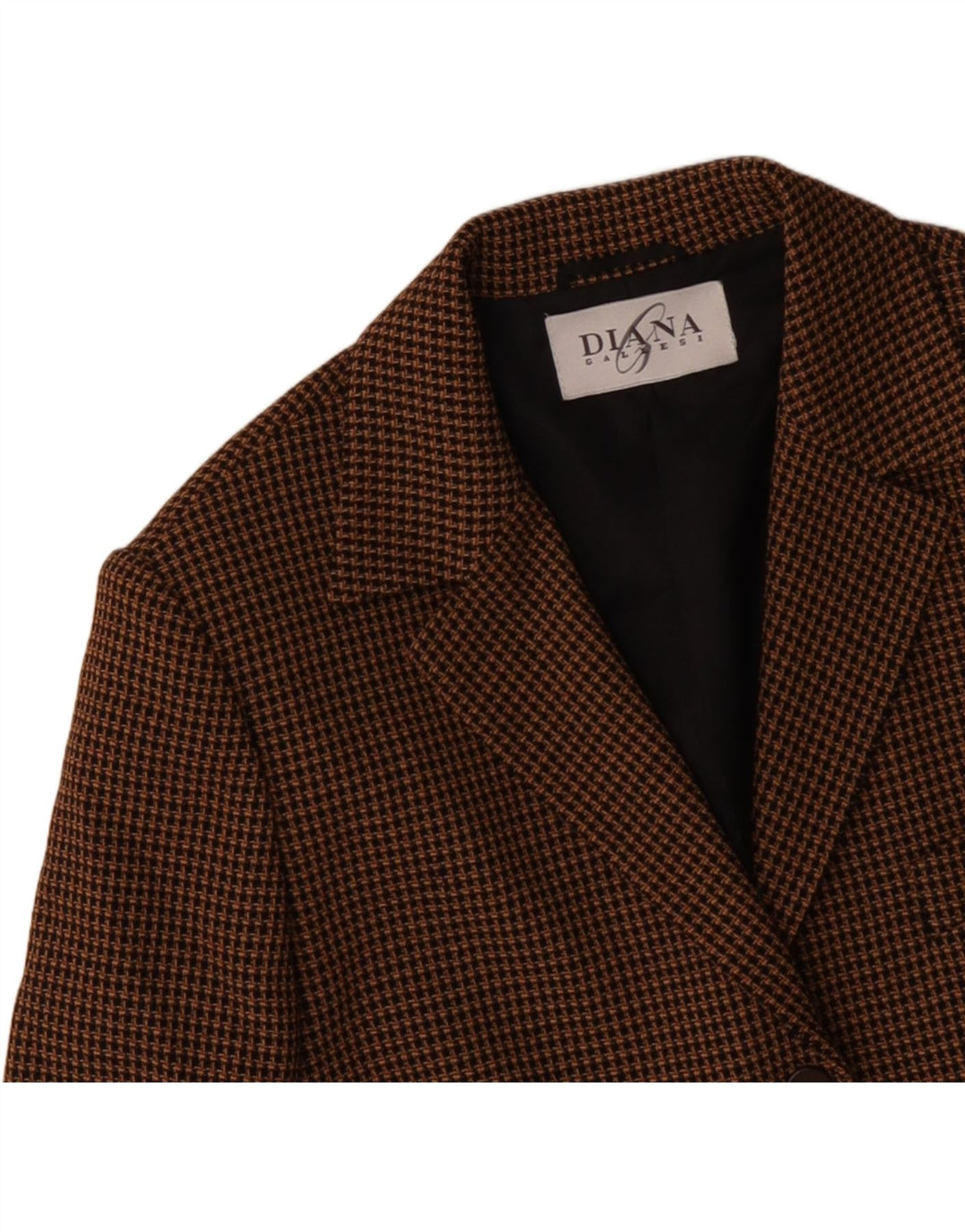 DIANA GALLESI Ženska jakna sa 3 gumba UK 14 Veliki smeđi houndstooth
