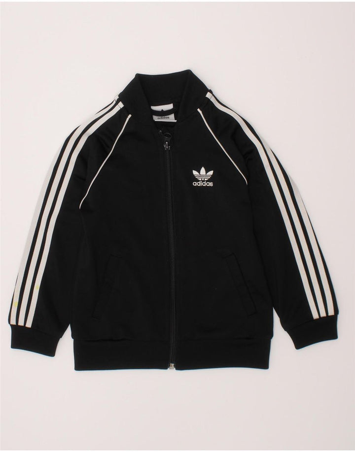 Gornja jakna od trenirke Adidas za dječake 2-3 godine, crni poliester