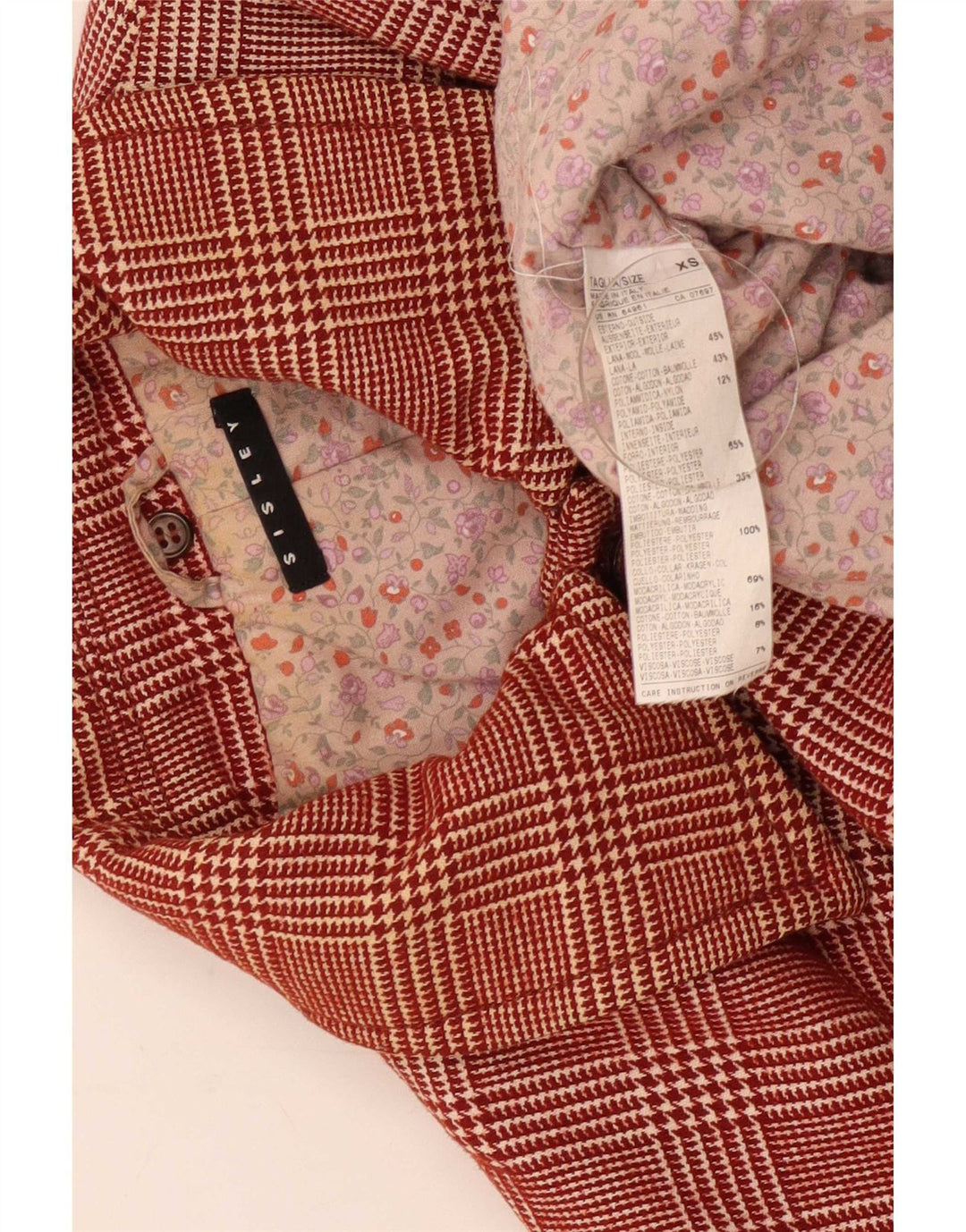 Ženska bomber jakna Sisley UK 6 XS bordo vunena hrskava zuba