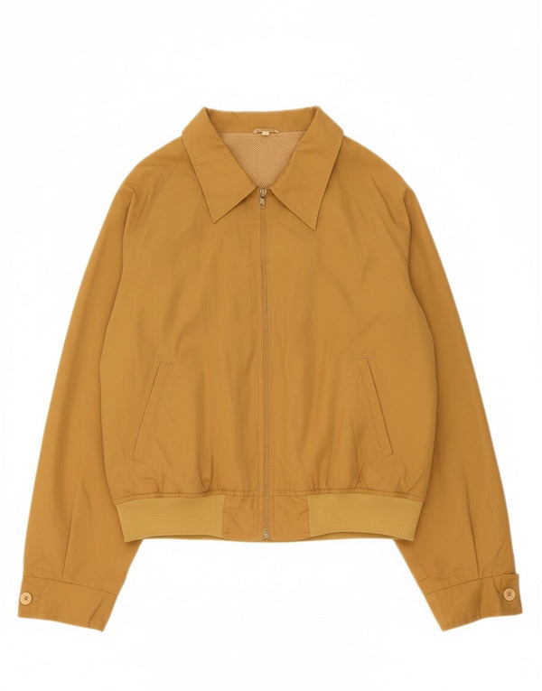 VINTAGE Womens Bomber Jacket IT 58 5XL Beige Polyester