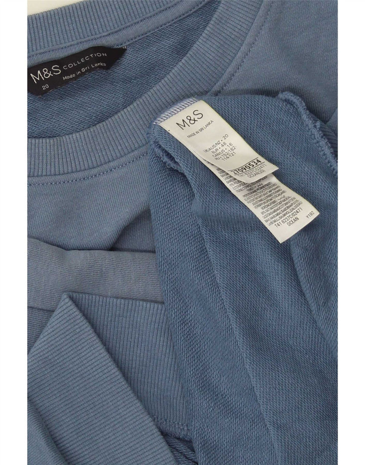 Marks & Spencer Ženska majica s kratkim rukavima UK 20 2XL Plavi pamuk