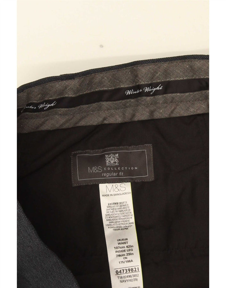 Marks & Spencer muške hlače ravnog odijela W42 L29 tamnoplavi poliester