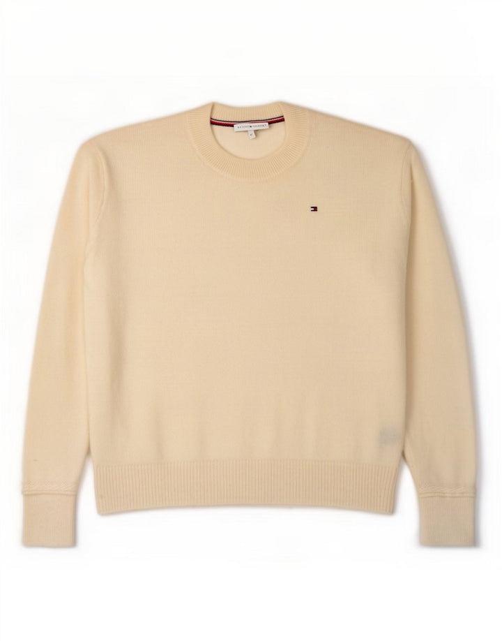 Tommy Hilfiger ženski džemper s okruglim izrezom UK 14 srednje bijele vune