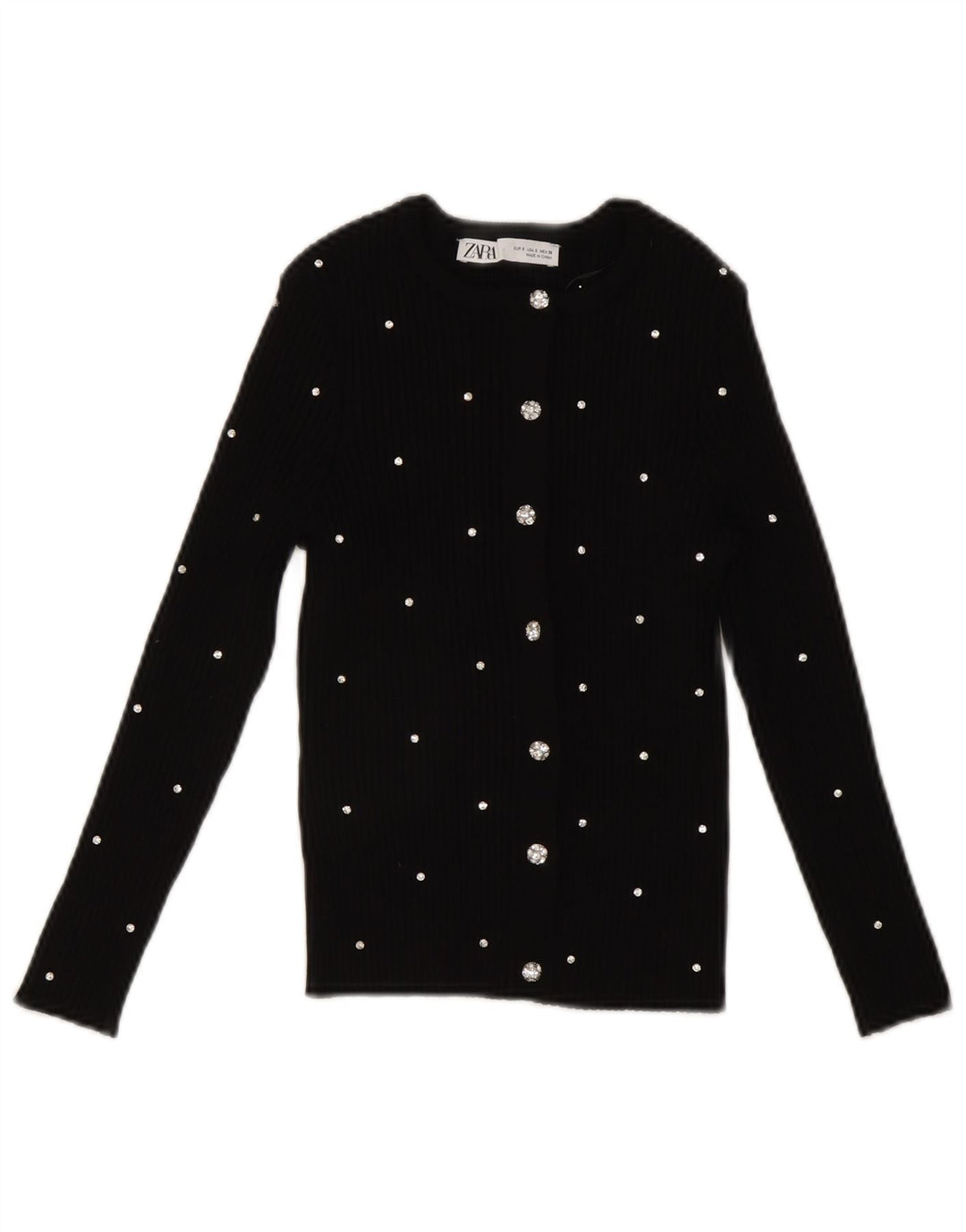 Zara ženski crop top UK 8 mali crni najlon na točkice