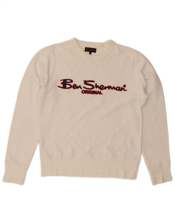 Ben Sherman muški džemper s grafičkim motivima, srednji bijeli pamuk
