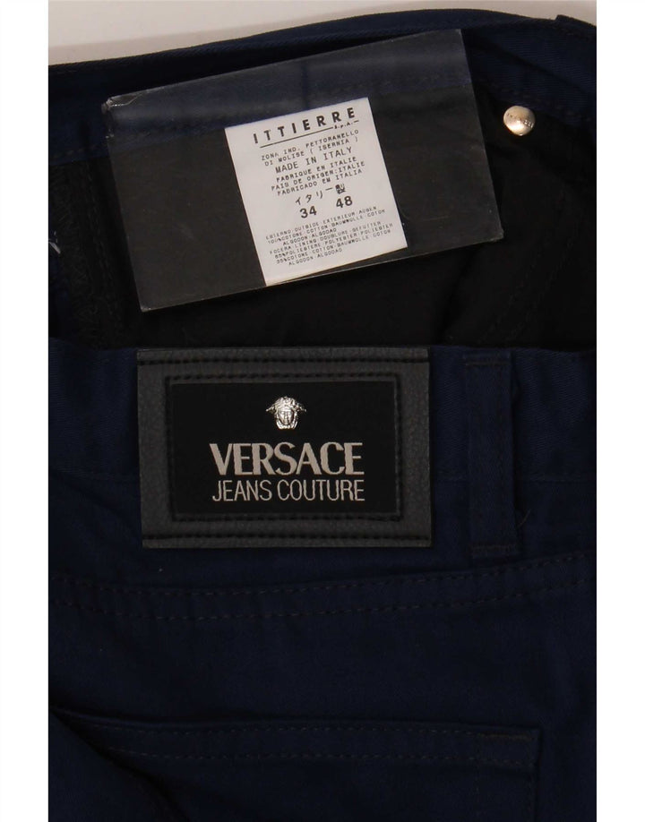 Versace muške ravne ležerne hlače W34 L32 tamnoplavi poliester