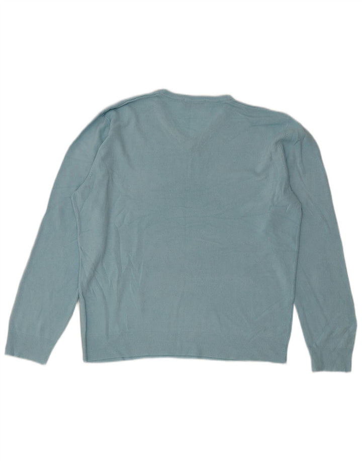 Marks & Spencer muški plavi Harbor džemper s V-izrezom, veliki akril