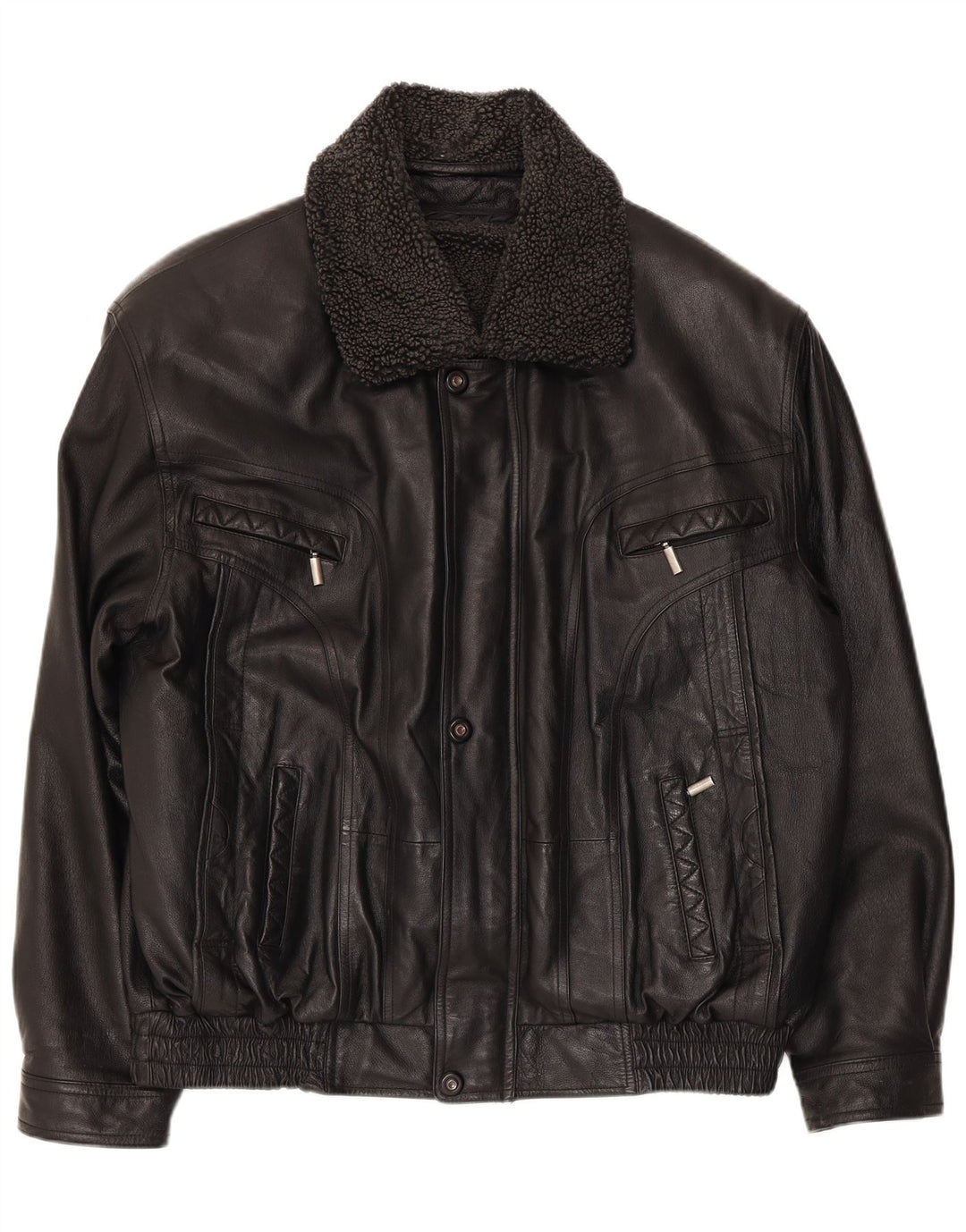 Vintage muška bomber jakna od umjetne kože UK 40 veliki crni poliester