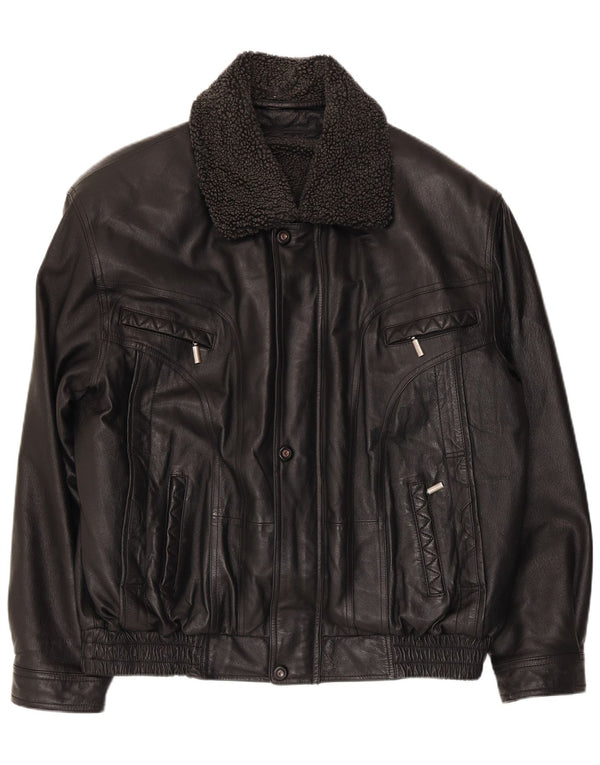 Vintage muška bomber jakna od umjetne kože UK 40 veliki crni poliester