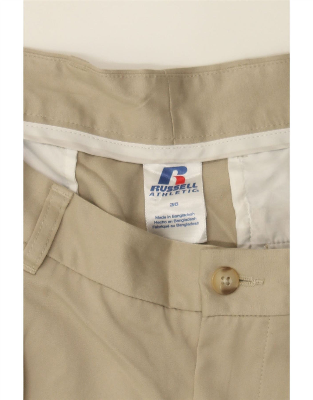 RUSSELL ATHLETIC Mens Pegged Chino Shorts W36 Large  Beige Polyester Vintage Russell Athletic and Second-Hand Russell Athletic from Messina Hembry 