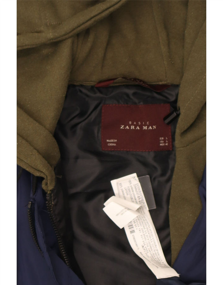 Zara muška bomber jakna s kapuljačom UK 40 velika tamnoplava poliesterska boja