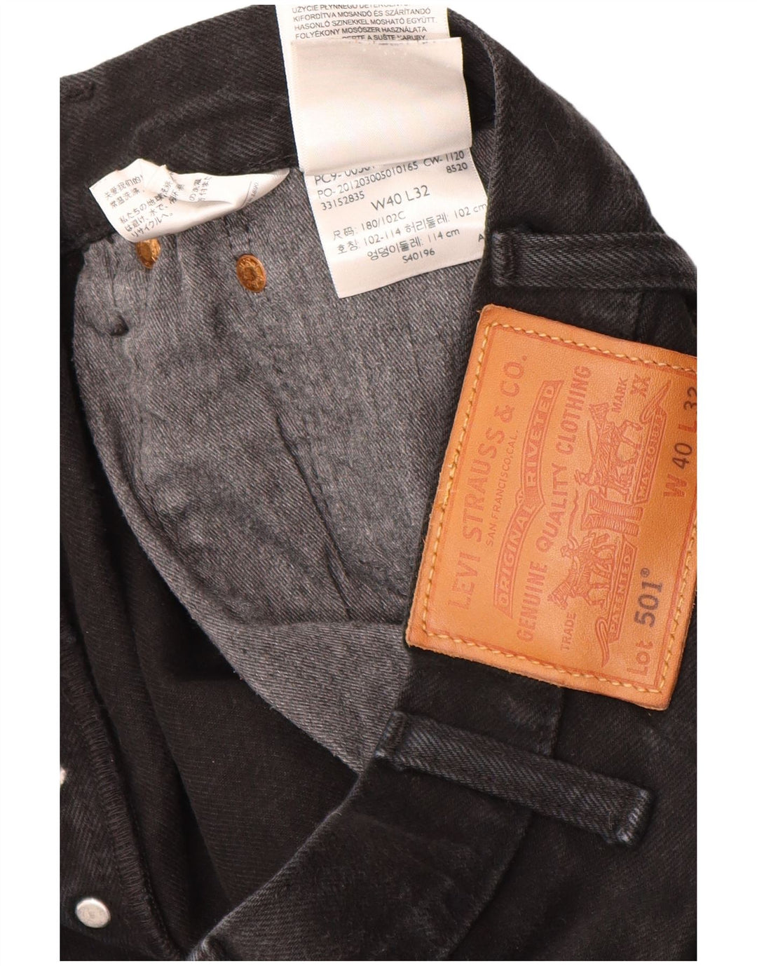 Levi's muške 501 ravne traperice W40 L32 crni pamuk