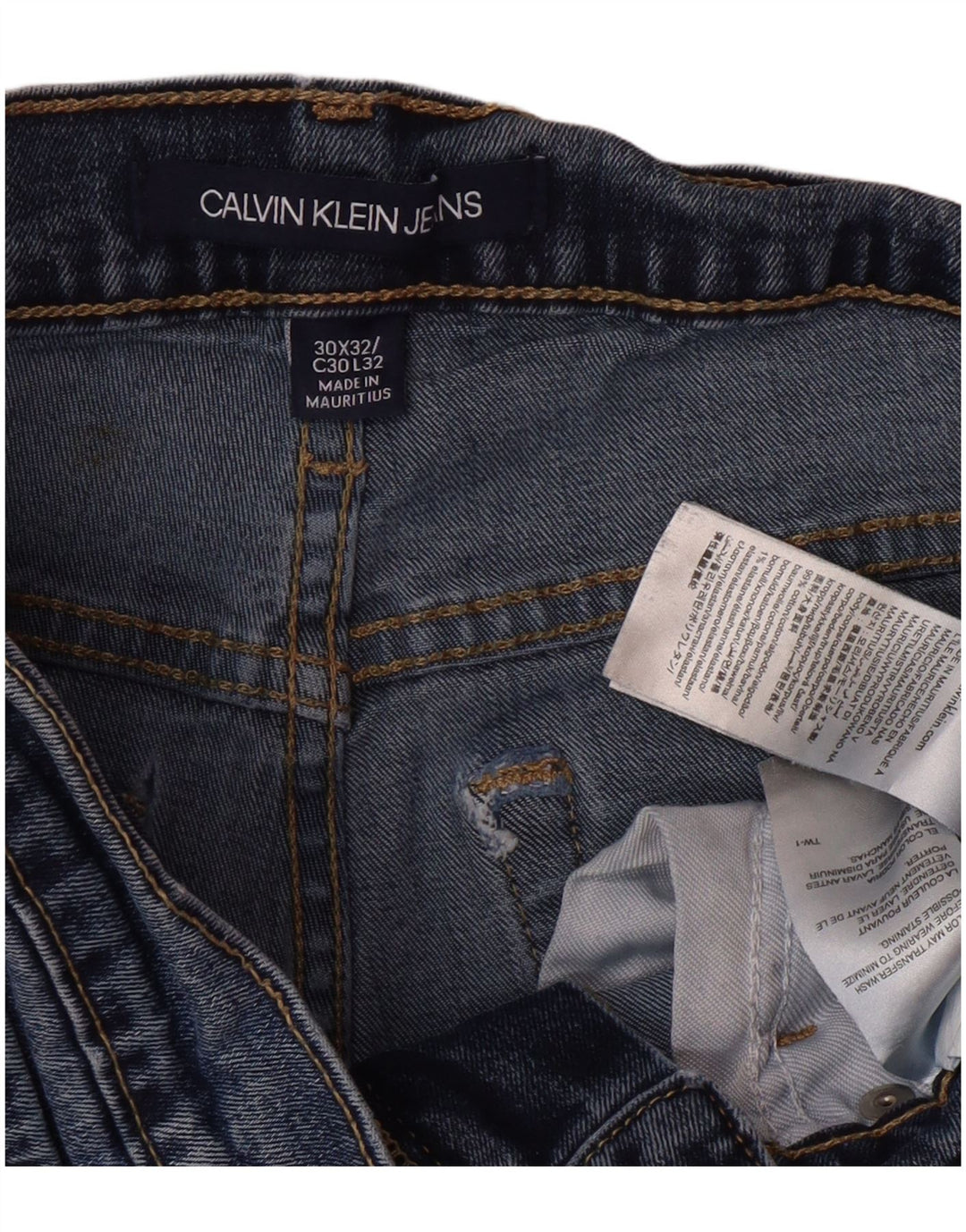 CALVIN KLEIN Muške uske traperice W30 L32 Plavi pamuk