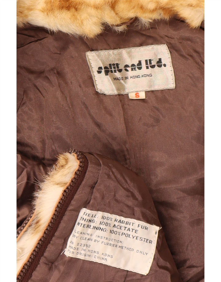 Split End Ltd Womens Oversized Fur Jacket UK 10 Small Brown Rabbit Fur