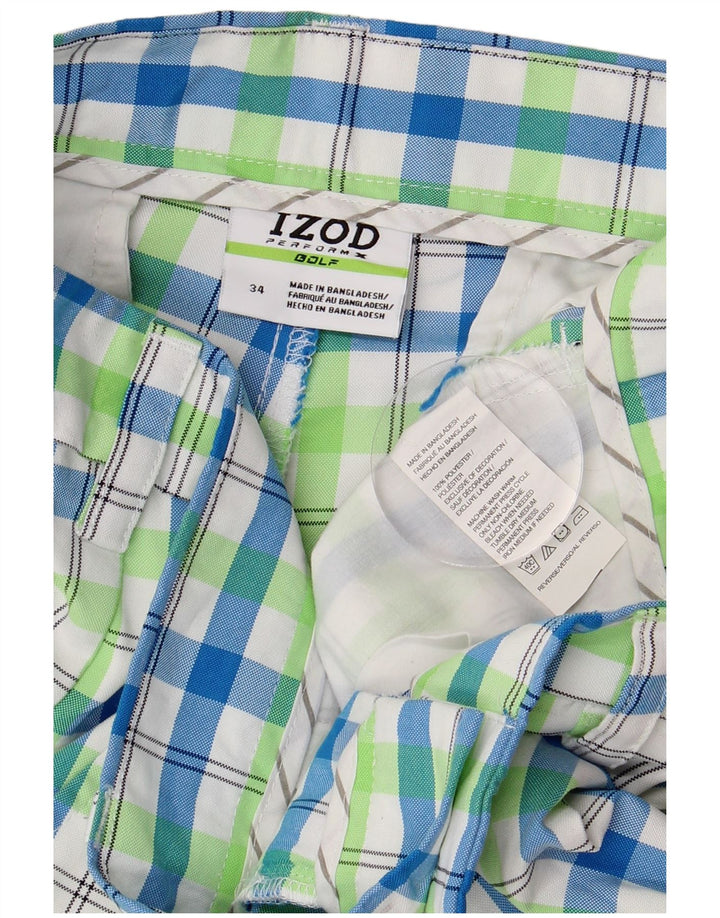 IZOD Muške kratke chino hlače za golf W34 veliki višebojni karirani poliester
