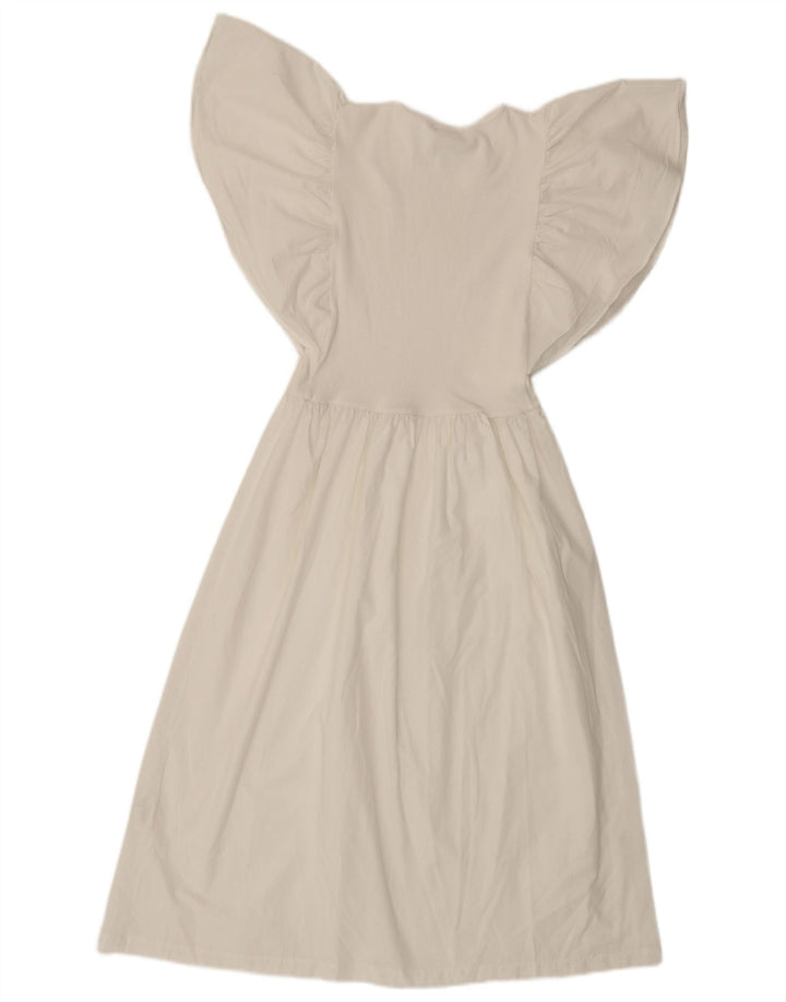 Zara ženska haljina A-kroja s krilima šišmiša UK 8 Mala prljavo bijela poliesterska