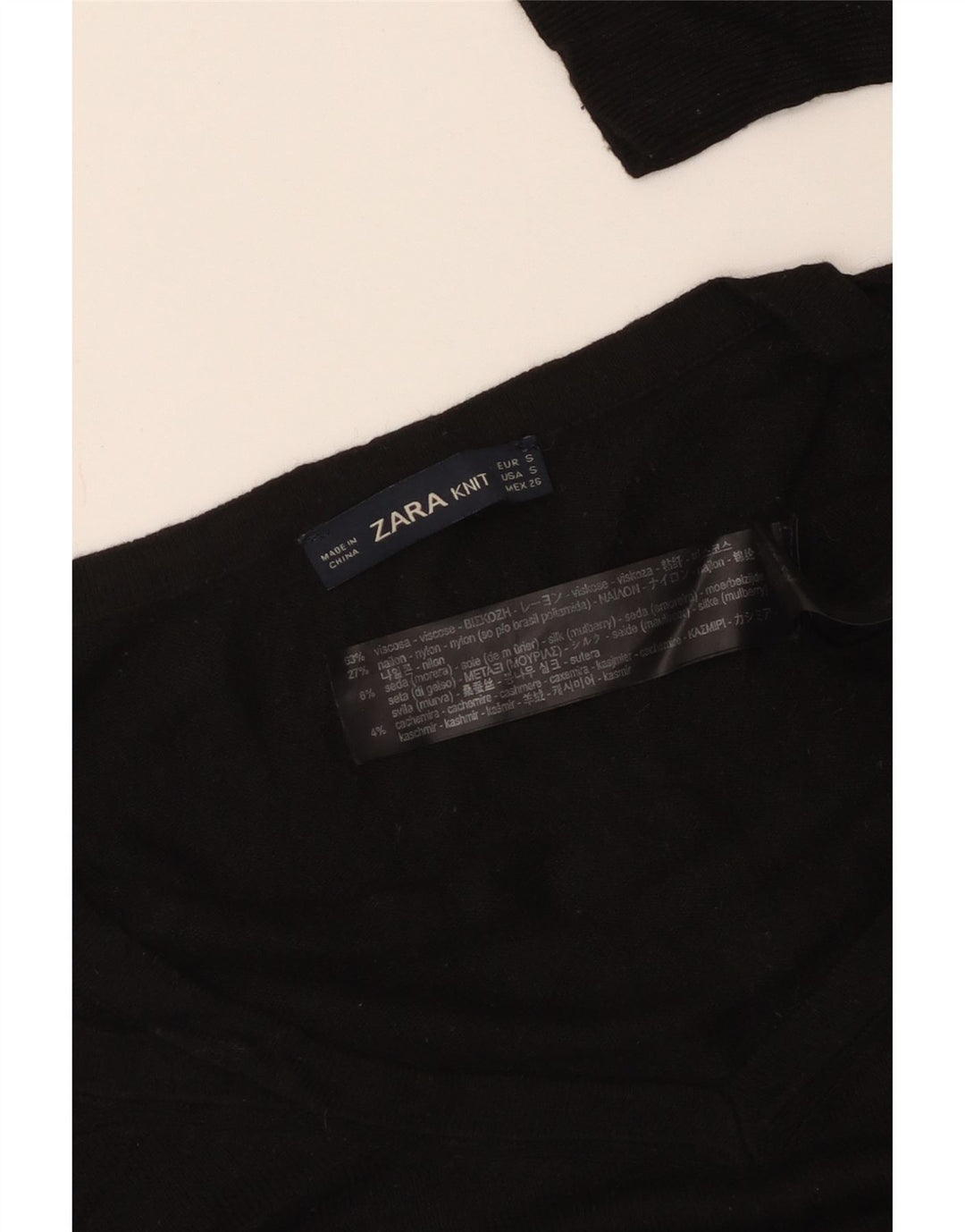 ZARA ženski veliki džemper s V-izrezom UK 10 Mala crna viskoza