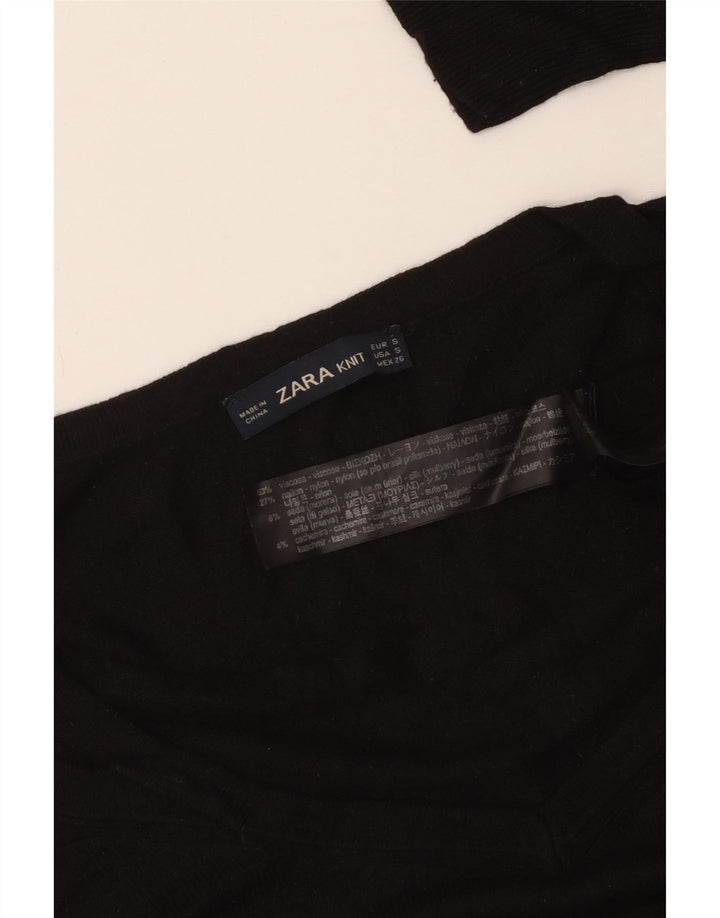 ZARA ženski veliki džemper s V-izrezom UK 10 Mala crna viskoza