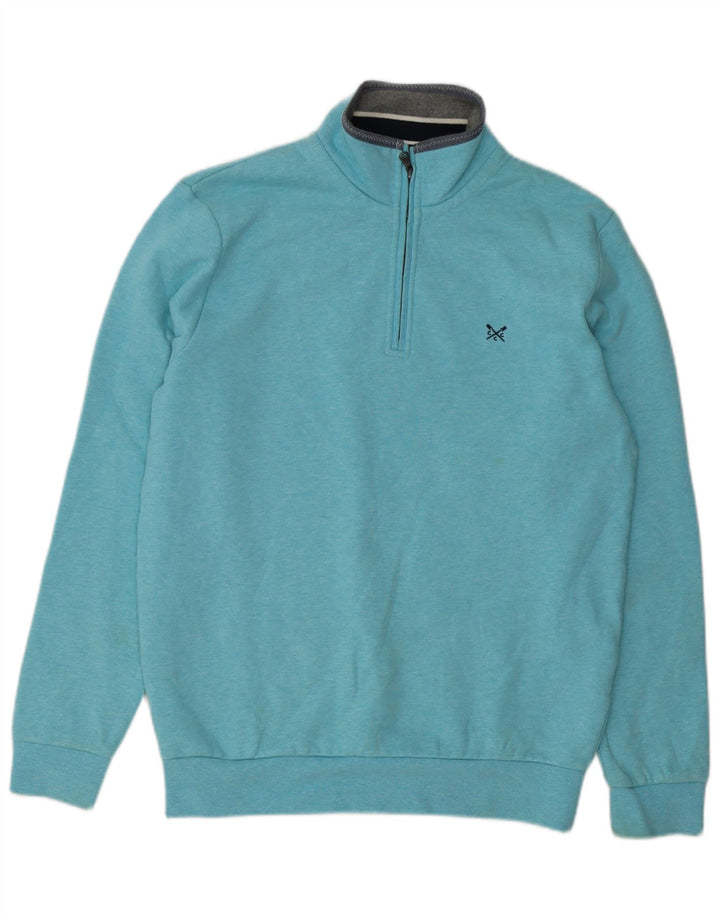 Crew Clothing Muška majica s izrezom s patentnim zatvaračem Srednje plavi pamuk