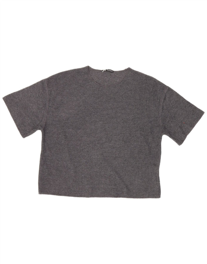 Zara Womens Oversized T-Shirt Top UK 10 Small Grey Polyester