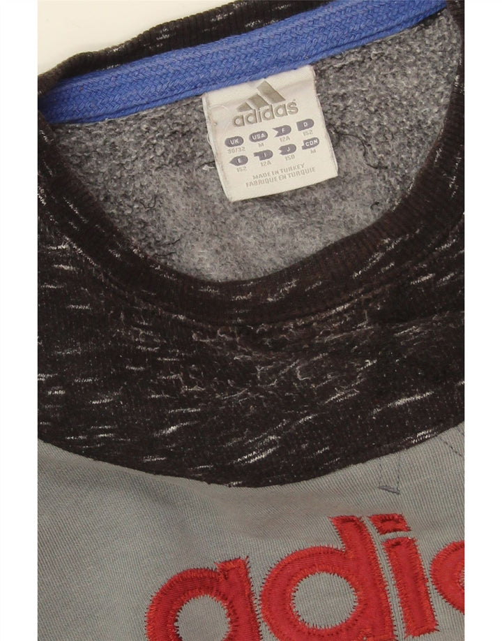ADIDAS Boys Graphic Sweatshirt Jumper 11-12 Years  Grey Flecked Vintage Adidas and Second-Hand Adidas from Messina Hembry 