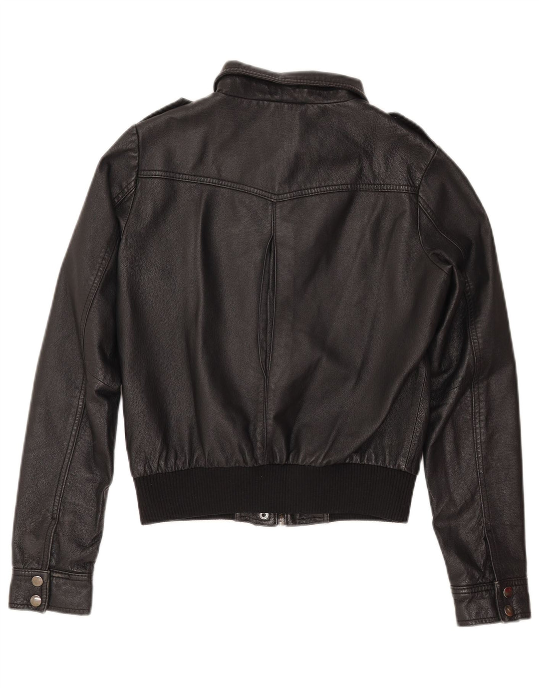 H&M ženska uspravna kožna jakna EU 38 srednje crna koža