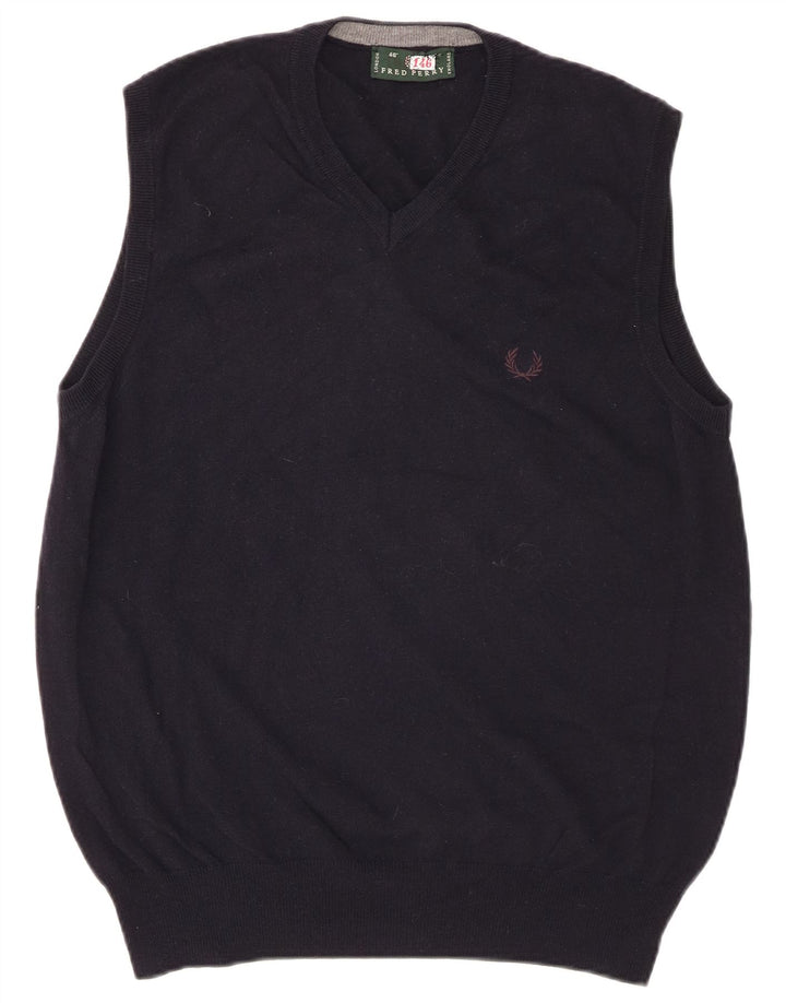 Fred Perry muški prsluk bez rukava velika tamnoplava vuna