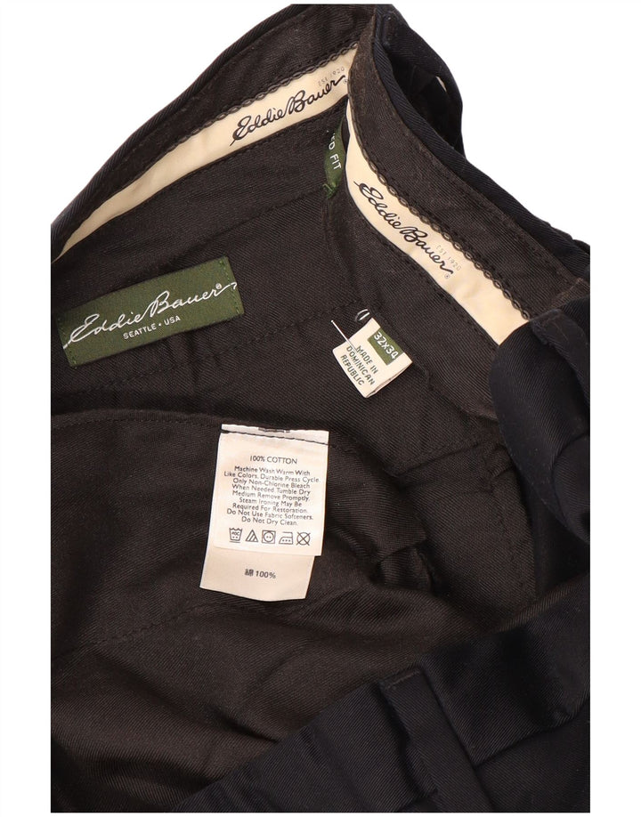 EDDIE BAUER Muške ravne chino hlače W32 L34 crni pamuk