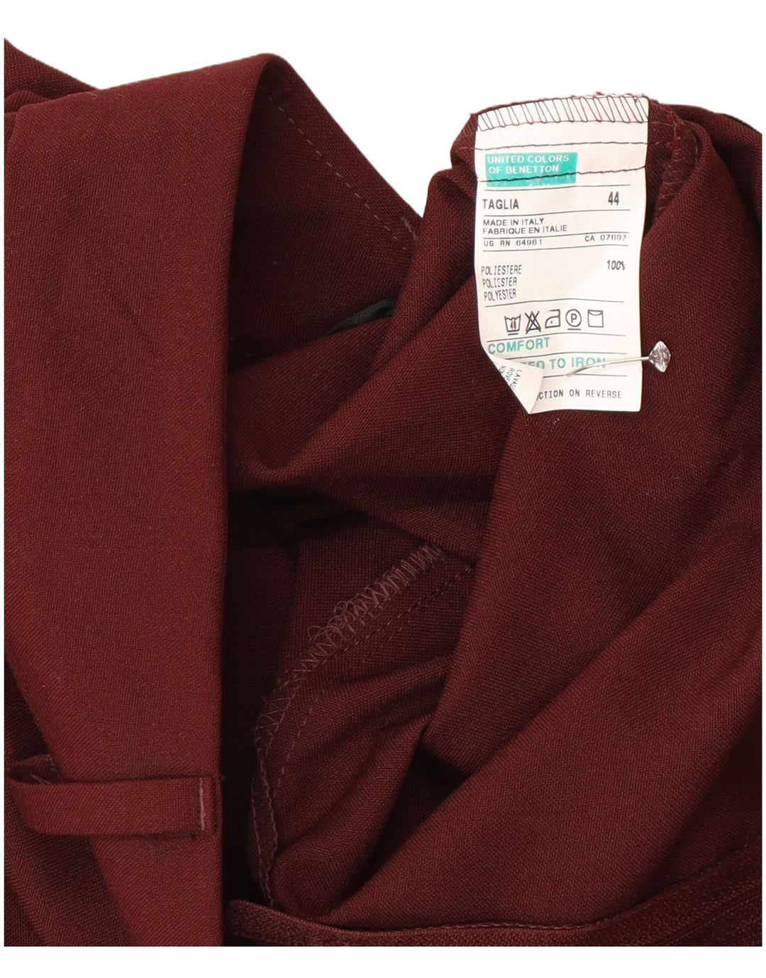 Benetton ženska midi suknja IT 44 srednje veličine W28 bordo poliester