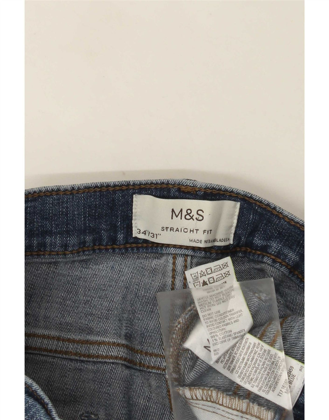 Marks & Spencer muške ravne traperice W34 L31 plavi pamuk