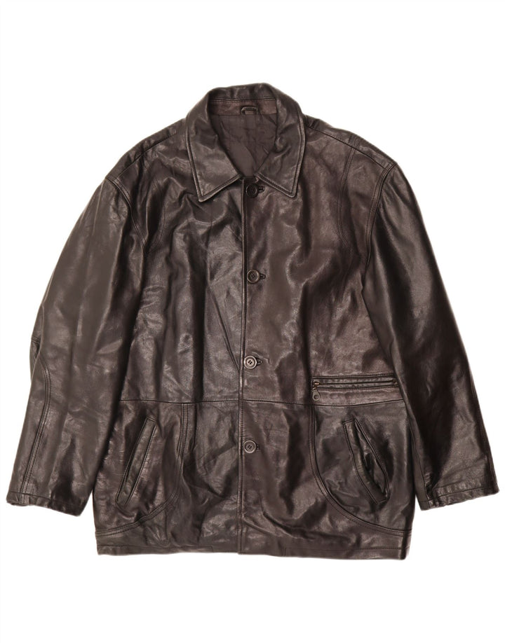 Vintage muška kožna jakna IT 52 XL crna koža