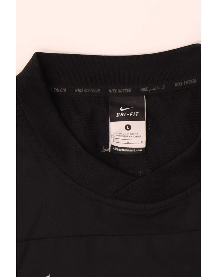 Nike muška Dri Fit grafička majica dugih rukava, veliki crni poliester u boji