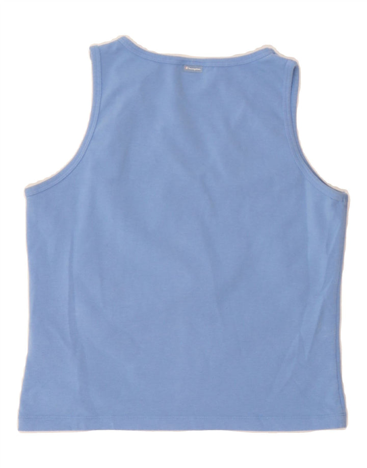 CHAMPION Womens Vest Top UK 14 Large Blue Cotton Vintage Champion and Second-Hand Champion from Messina Hembry 