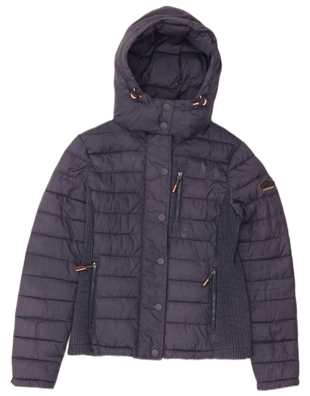 Superdry ženska podstavljena jakna s kapuljačom UK 14 veliki tamnoplavi poliester