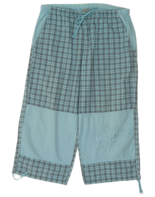 Think Pink Womens Graphic Straight Capri Trousers Large W34 L21 Blue Check