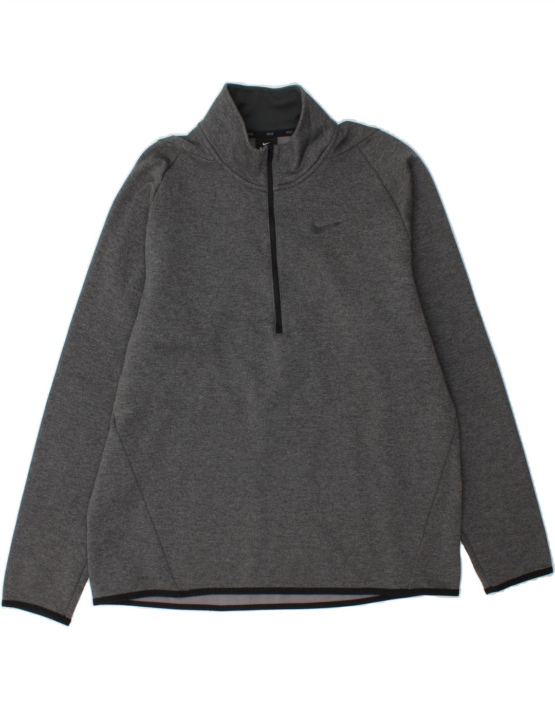 NIKE Mens Dri Fit Zip Neck Sweatshirt Jumper Large Grey Polyester Vintage Nike and Second-Hand Nike from Messina Hembry 