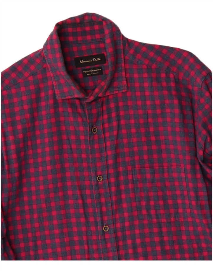 MASSIMO DUTTI Muška flanelska košulja, veliki crveni pamuk od ginghama