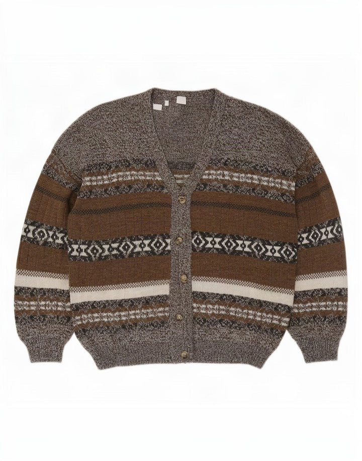 Vintage muški kardigan pulover XL sivi Fair Isle