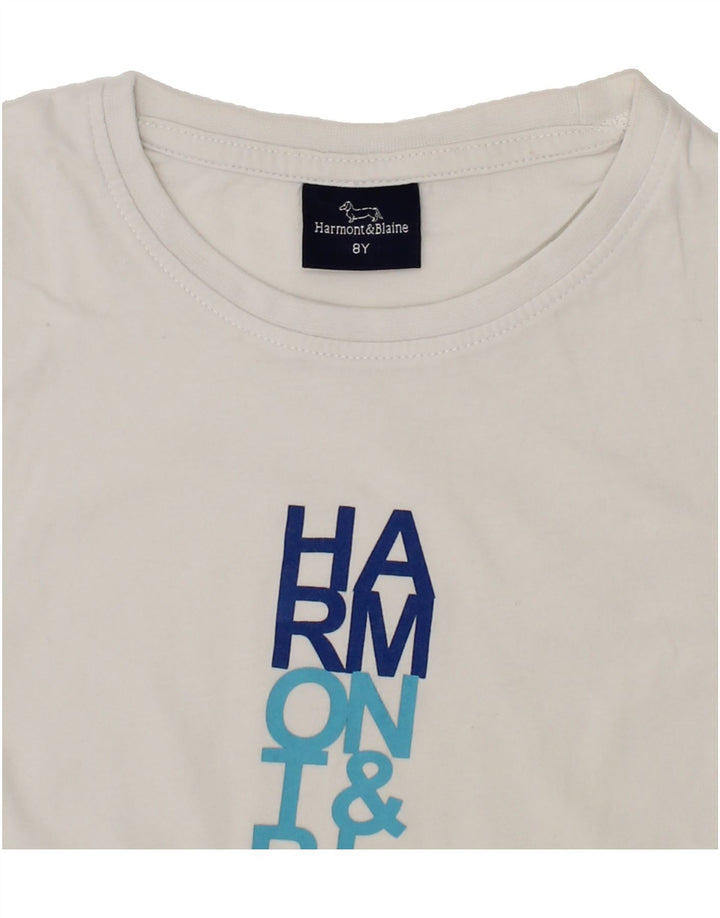 HARMONT & BLAINE Boys Graphic T-Shirt Top 7-8 Years White Vintage Harmont & Blaine and Second-Hand Harmont & Blaine from Messina Hembry 
