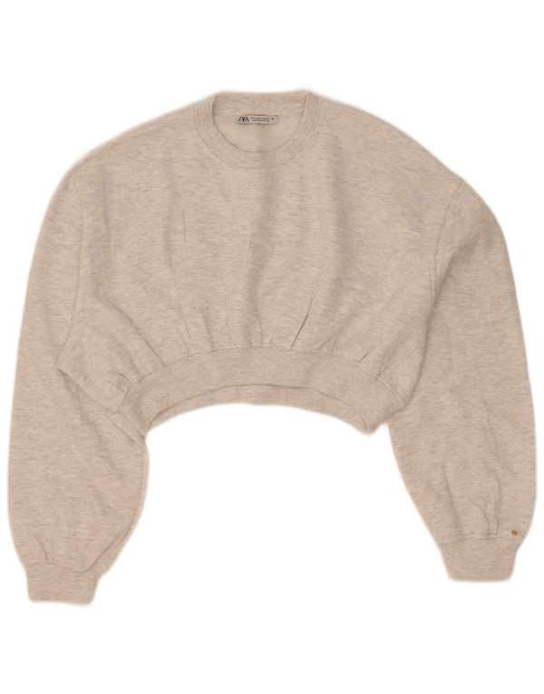 Zara ženski kratki džemper prekomjerne majice UK 10 Small Grey Flected