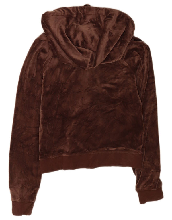 Juicy Couture ženski kratki pulover s kapuljačom od velura s patentnim zatvaračem UK 6 XS smeđi