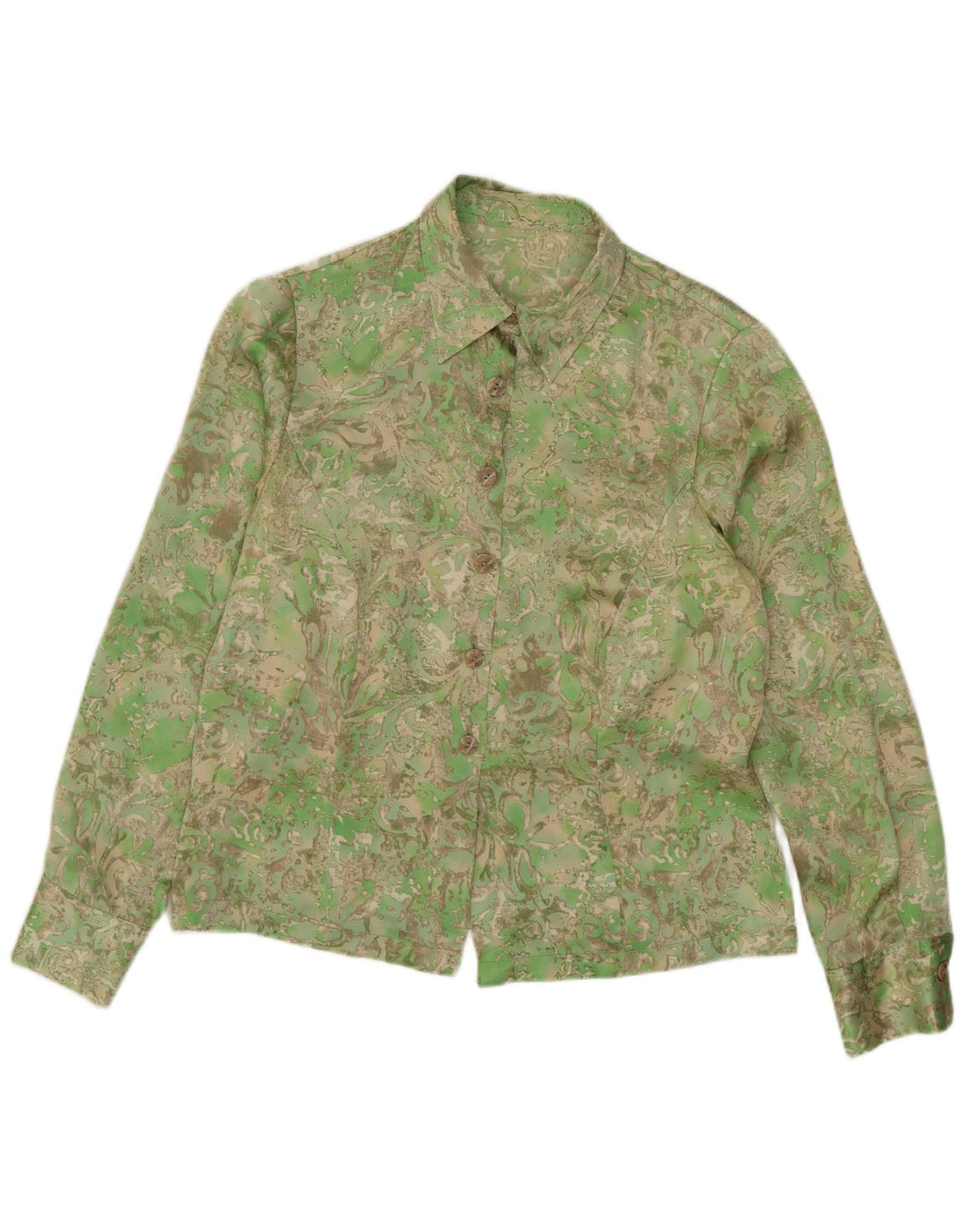 Vintage ženska košulja UK 14 srednje zelene paisley boje