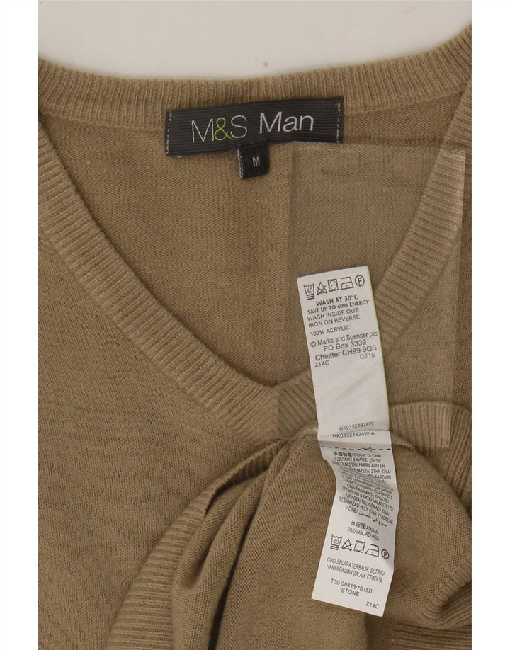 Marks & Spencer muški džemper s V-izrezom Srednje bež akril