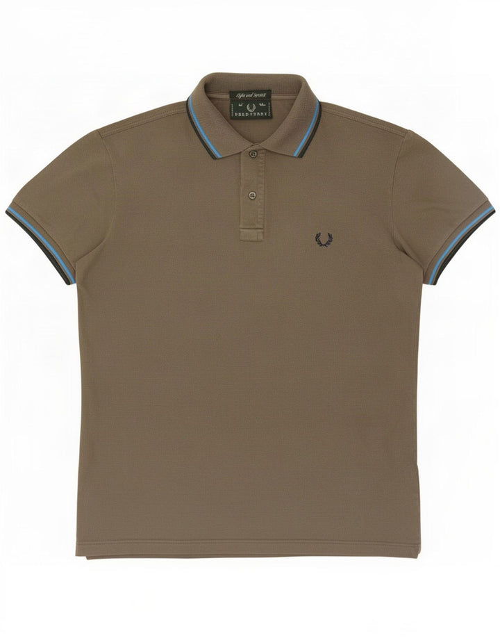 Fred Perry muška polo majica srednje veličine, pamuk na pruge kaki boje