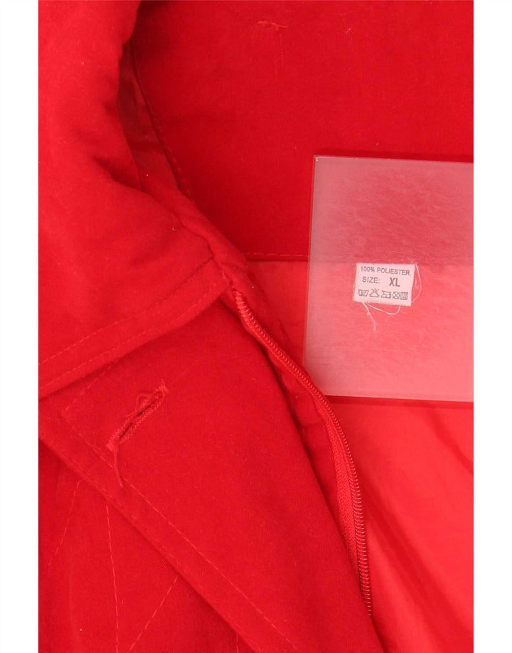 Vintage ženska velika parka jakna s kapuljačom UK 18 XL od crvenog poliestera