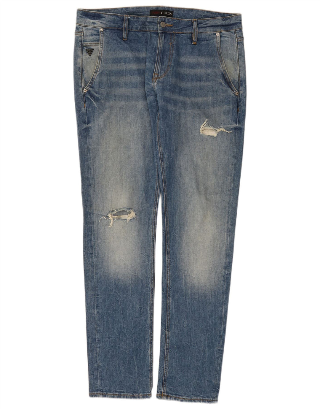 Muške uske traperice Guess Distressed W33 L32 Plavi pamuk