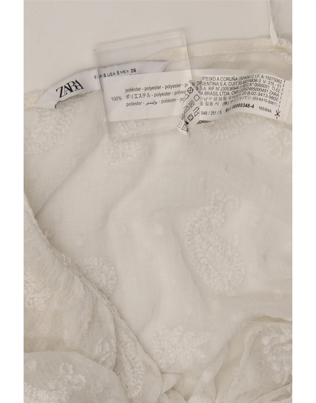 Zara ženska prozirna maksi haljina UK 8 Mali bijeli paisley poliester