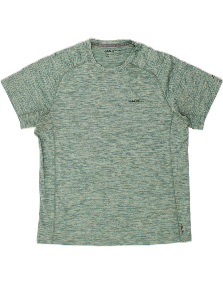 EDDIE BAUER Mens T-Shirt Top Large Green Flecked Polyester Vintage Eddie Bauer and Second-Hand Eddie Bauer from Messina Hembry 