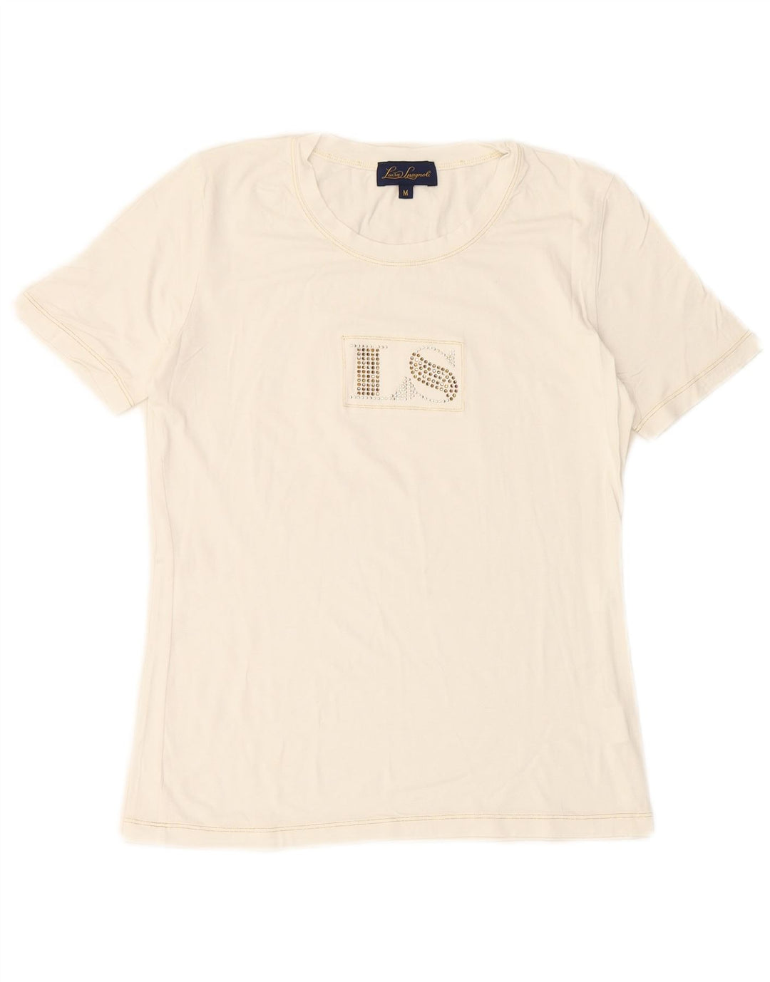 LUISA SPAGNOLI Ženska majica kratkih rukava s grafičkim motivima UK 14 Srednje bijela viskoza