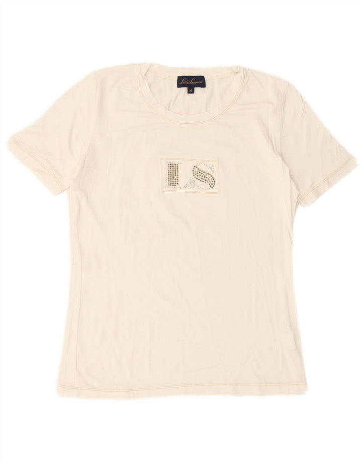 LUISA SPAGNOLI Ženska majica kratkih rukava s grafičkim motivima UK 14 Srednje bijela viskoza